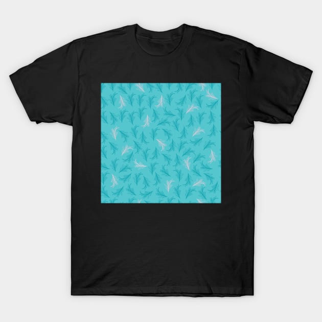 Savory leaves - Teal and turquoise pattern T-Shirt by IngaDesign